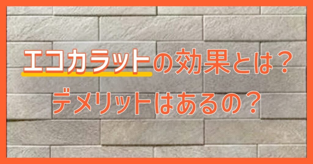 エコカラットの効果とは？デメリットはあるの？